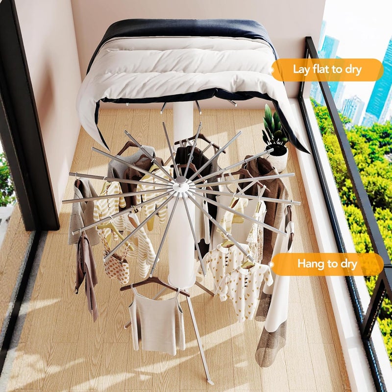 LIENAHU Clothes Drying Rack,Drying Rack Clothing,Laundry Drying Rack,Floor Standing,16 Aluminium Poles,Collapsible,Retractable,Foldable,Folding Laundry Rack - Image 5